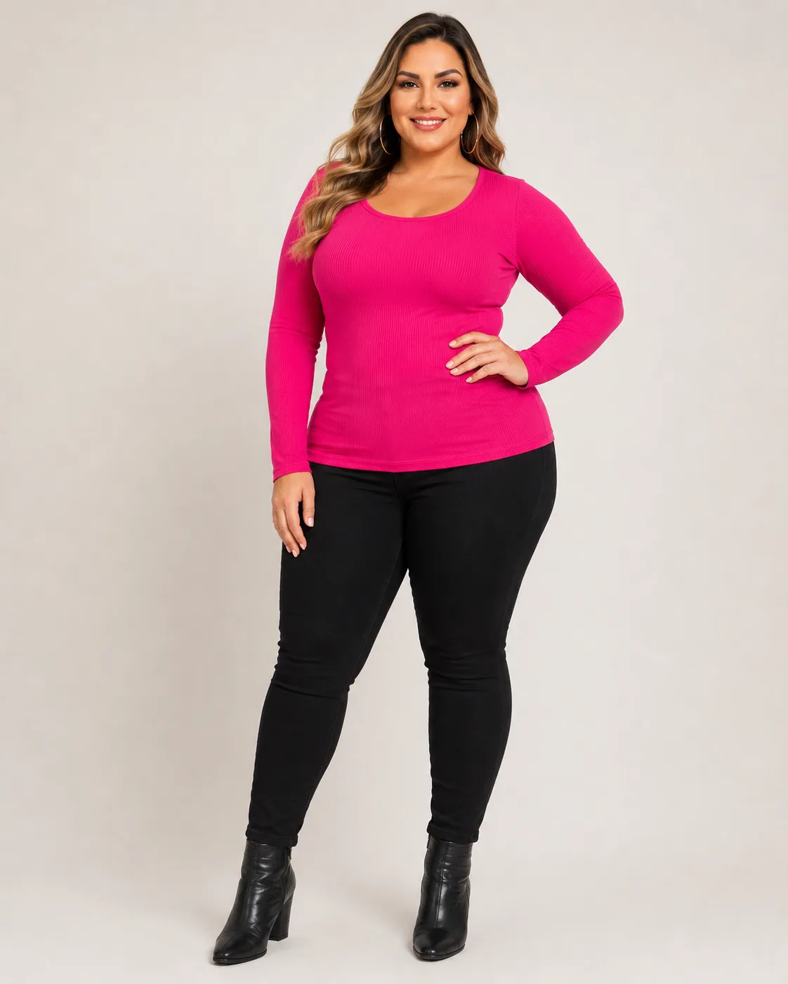 Blusa Feminina Canelada Manga Longa Plus Size Moda plus Variadas da Loja Precinho10