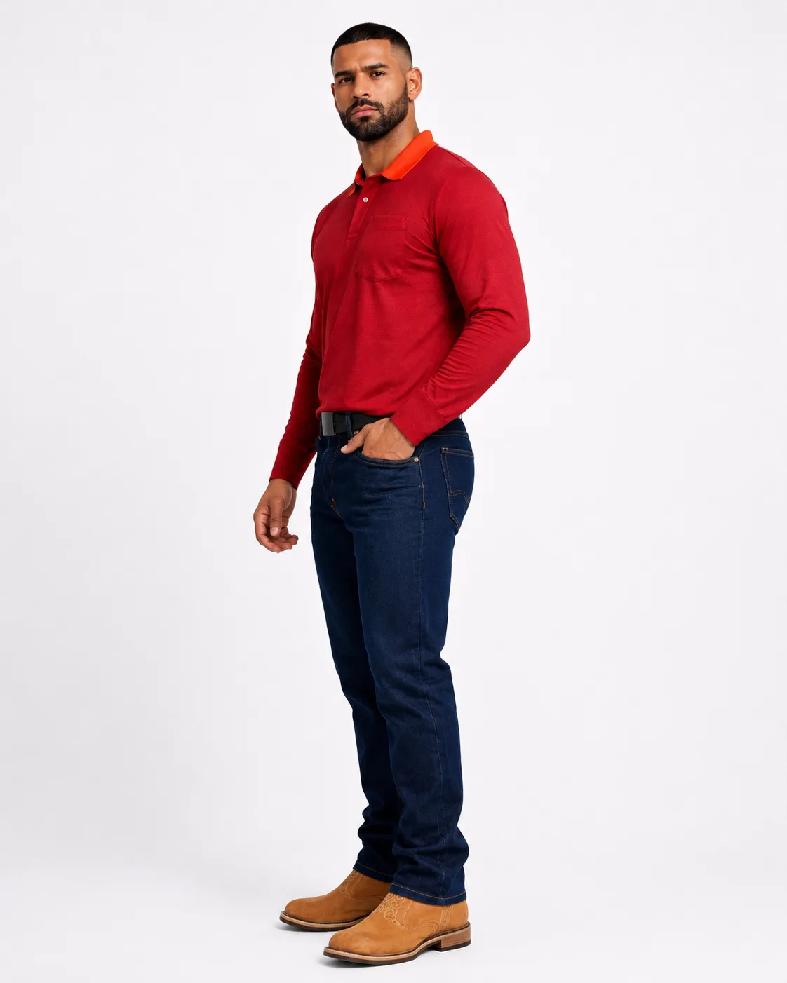 Calça de Trabalho Jeans Moda masculina Azul da Loja Precinho10 lado/costas
