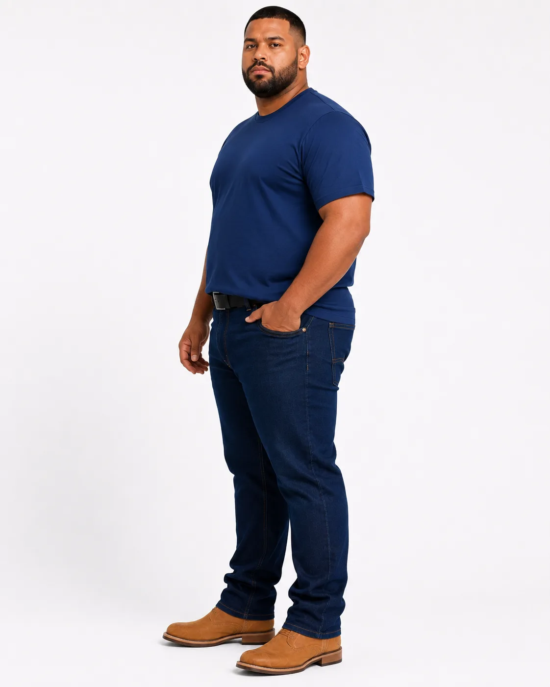 Calça de Trabalho Jeans Plus Size lado ou costas