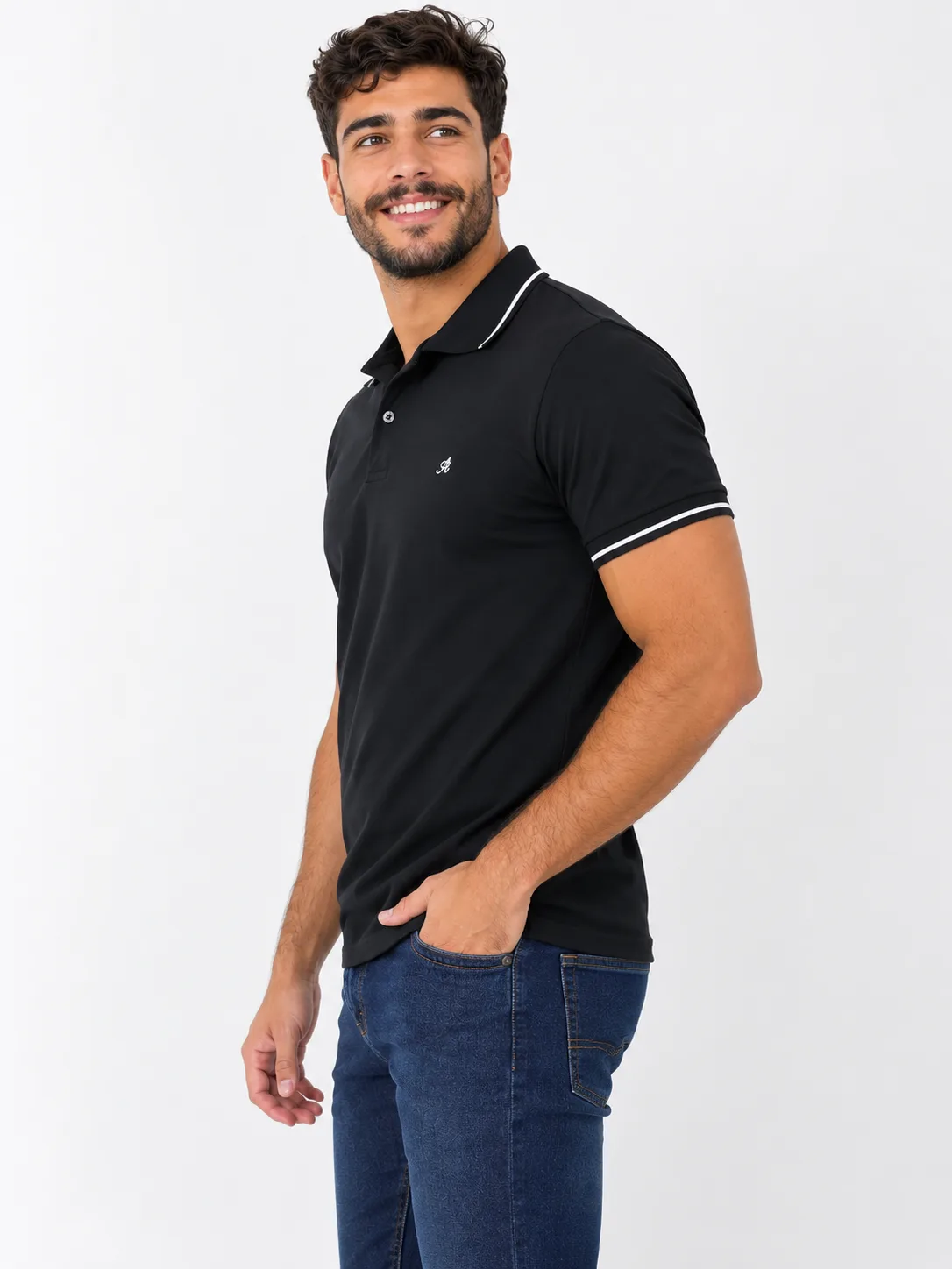 Camiseta Masculina Gola Polo Moda masculina Variadas da Loja Precinho10 lado/costas