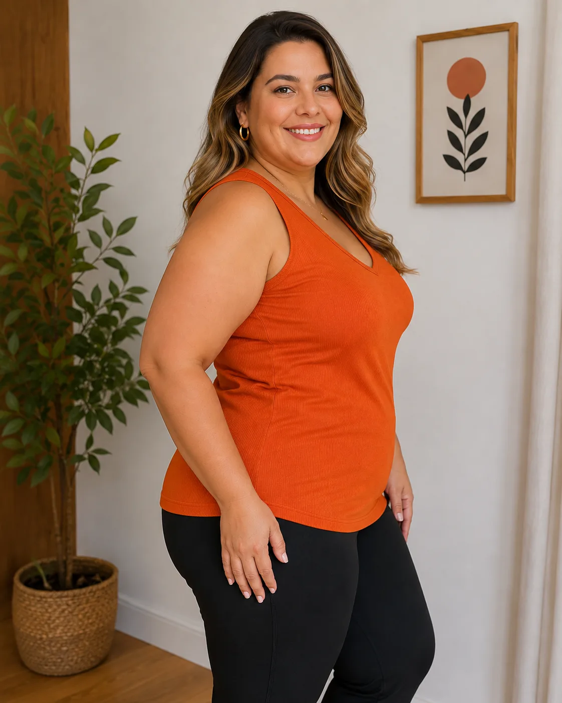 Regata Feminina Canelada Plus Size Moda plus Variadas da Loja Precinho10 lado/costas