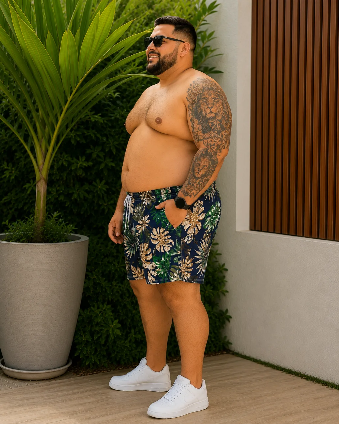 Short Mauricinho Masculino Plus Size Moda plus Variadas da Loja Precinho10 lado/costas