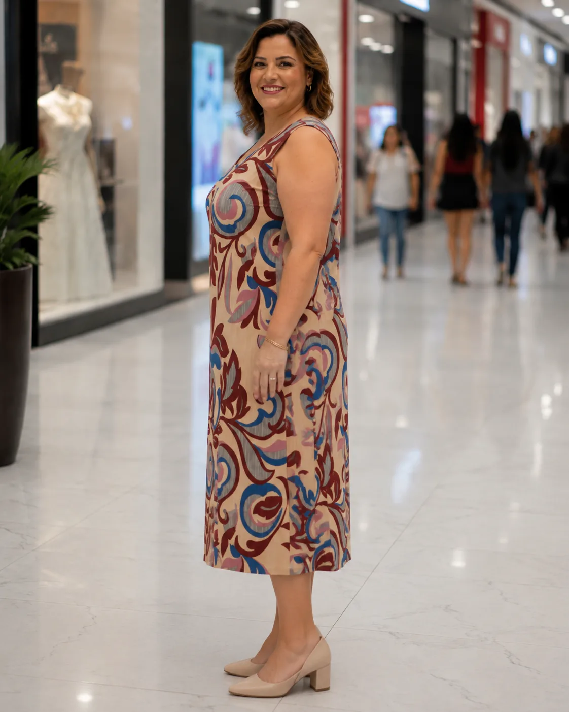 Vestido Feminino Midi em Liganete Moda feminina Variadas da Loja Precinho10 lado/costas